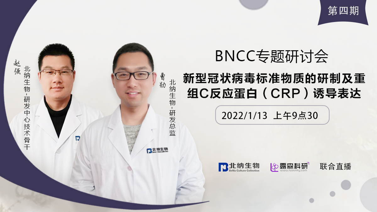 BNCC专场第四期|新型冠状病毒标准物质的研制及重组C反应蛋白（CRP）诱导表达-培训中心-www.bncc.org.cn北纳生物